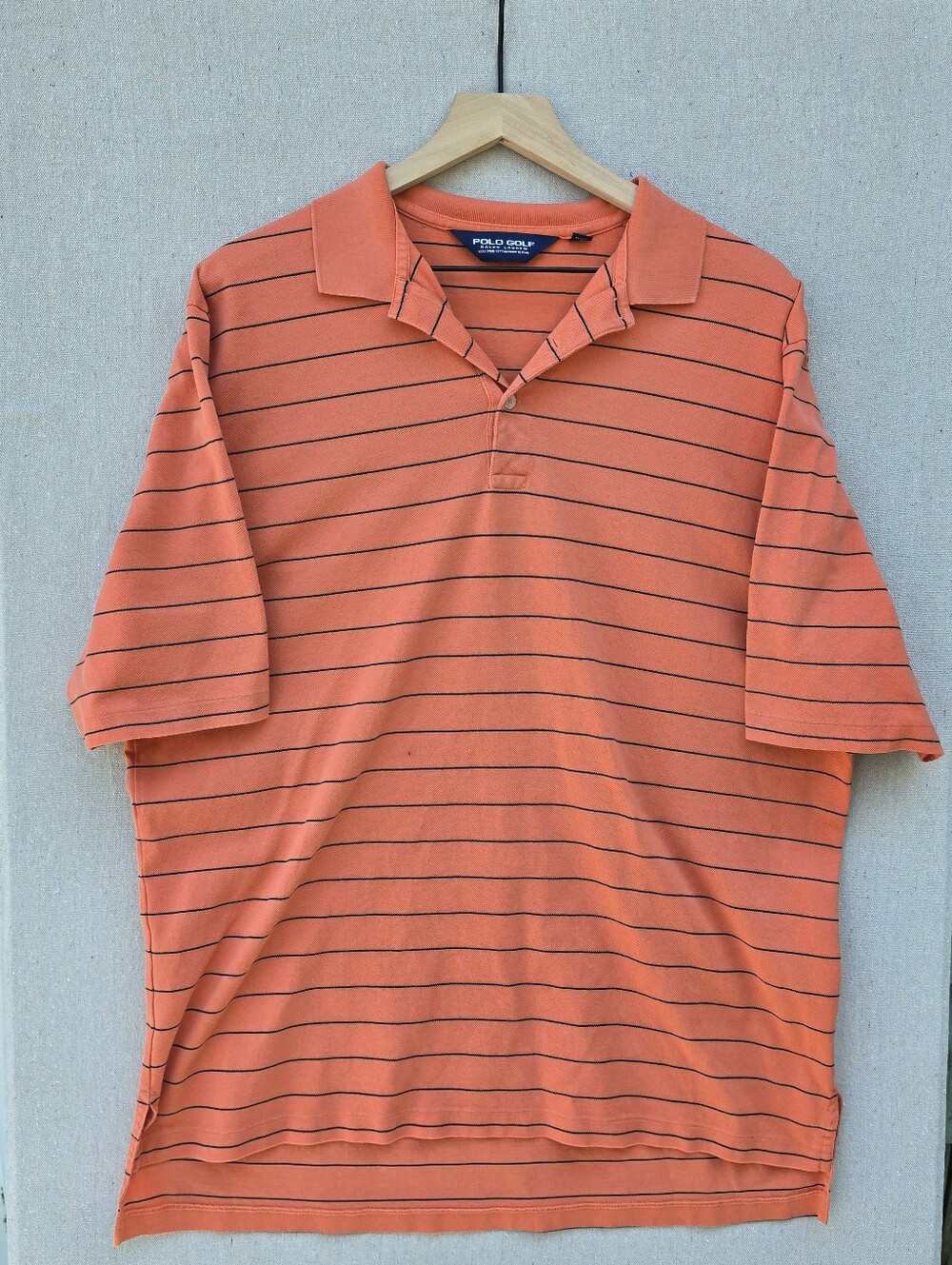 Polo Golf Ralph Lauren Orange Striped Pima Cotton Polo Shirt Mens Large Classic